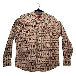 Rodeo Clothing Co Mens‎ Aztec Pearl Snap Western Shirt PS100L Tan XL NEW